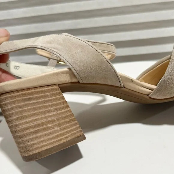 🌹PAUL GREEN🌹Lexi Heel Sandal Camel Tan Suede Block Heel Size: 7